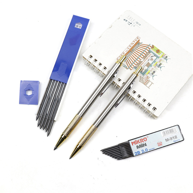 Metalowy ołówek automatyczny 2.0/3.0mm 2B wysokiej jakości dla prac stolarskich - Wianko - 2