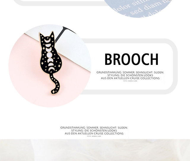 Broszka Enmel z widokiem na ślicznego, czarnego kota - stylowe dodatki dla kobiet - Wianko - 15