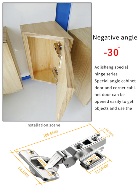 Zawias składany specjalnego kąta Aolisheng do szafek Boor w kuchni i łazience - Wianko - 13