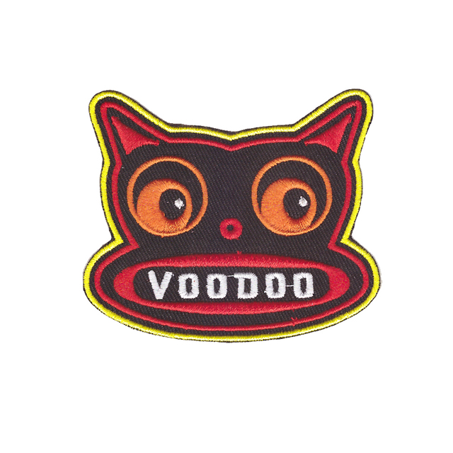 Kot VOODOO od von spoon - haftowane żelazko na łacie Kitty - łatki do ubrań i spodni - Wianko - 1