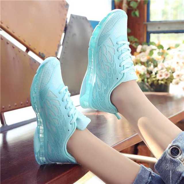 Kobiece buty treningowe 2021 - nowoczesny fason, kolorowe, wygodne i wysokiej jakości trampki z gumową podeszwą - Wianko - 16
