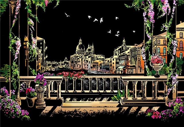 DIY Magia nocnego widoku miasta - Rysowanie zarysów - Obrazy - Dekoracja wnętrz - Paryż Londyn (41x28cm) - Wianko - 17