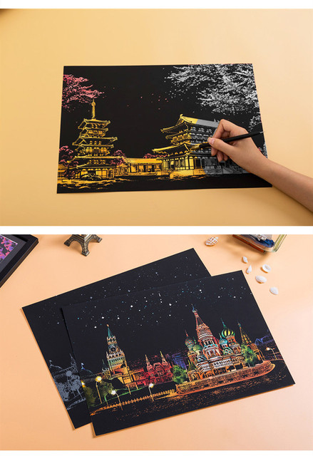 DIY Magia nocnego widoku miasta - Rysowanie zarysów - Obrazy - Dekoracja wnętrz - Paryż Londyn (41x28cm) - Wianko - 10