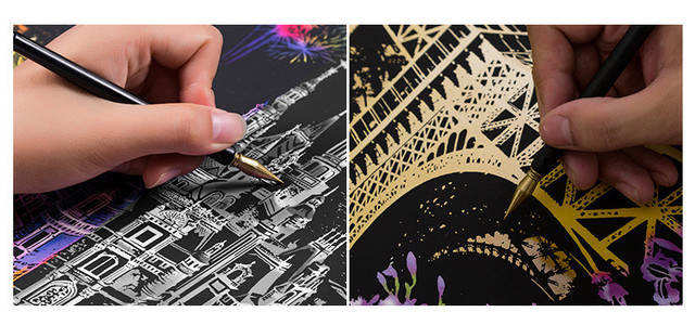 DIY Magia nocnego widoku miasta - Rysowanie zarysów - Obrazy - Dekoracja wnętrz - Paryż Londyn (41x28cm) - Wianko - 6