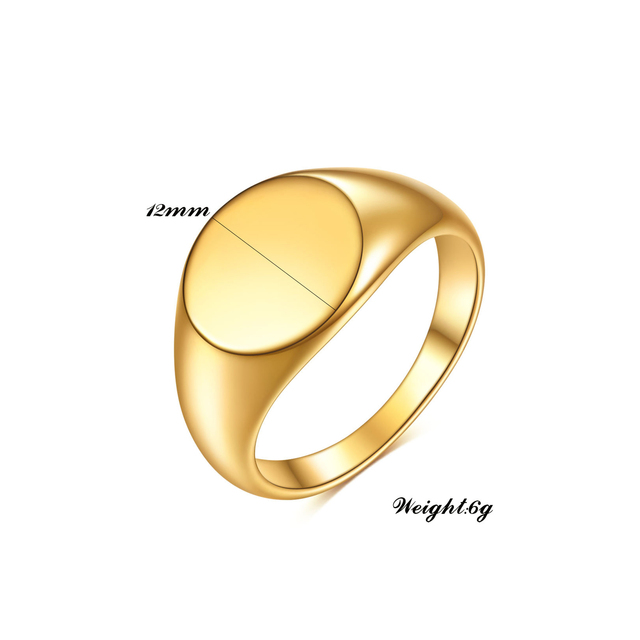 Owalny pierścień ze stali nierdzewnej z personalizowaną datą, złoty, Dainty - spersonalizowany prezent ślubny dla kobiet - Wianko - 8