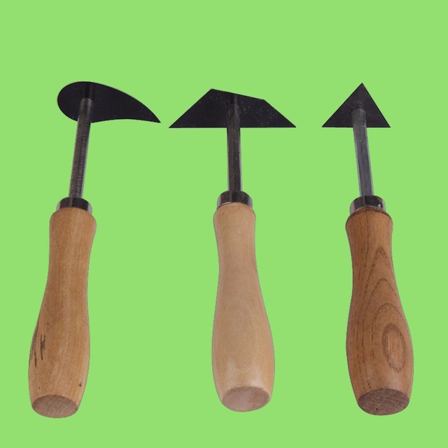 3 sztuki noży do rzeźby ceramiki, wykonane ze stali nierdzewnej i wolframu, z drewnianym uchwytem - Wianko - 1