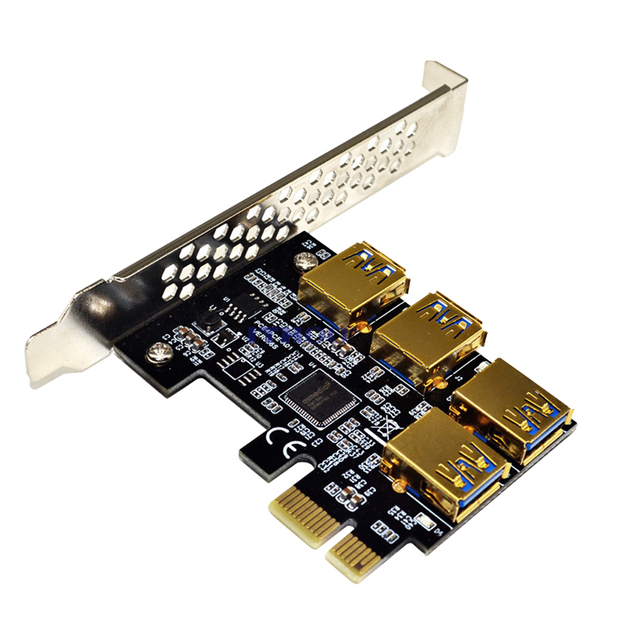 Pci Express mnożnik 1x do 4-portowego rozszerzacza USB 3.0 TISHRIC Adapter Pcie pozłacany dla koparki bitcoinów górnictwo - Wianko - 8