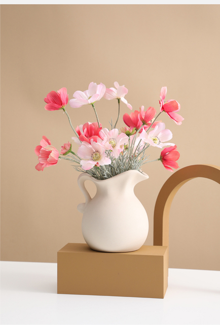 Garnek do mleka ceramiczny z suszonymi kwiatami, prosty wazon, dekoracja wnętrz - Wianko - 6
