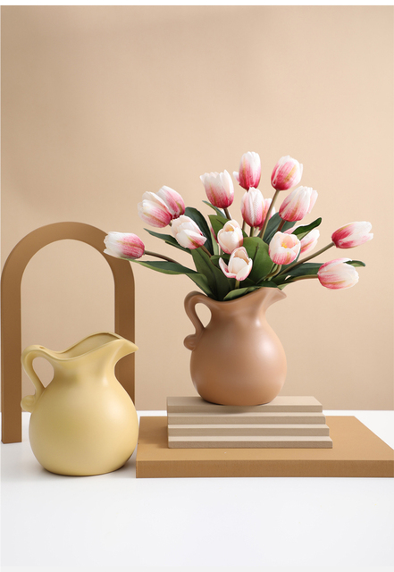 Garnek do mleka ceramiczny z suszonymi kwiatami, prosty wazon, dekoracja wnętrz - Wianko - 8