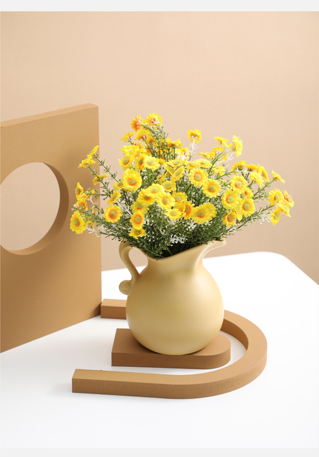 Garnek do mleka ceramiczny z suszonymi kwiatami, prosty wazon, dekoracja wnętrz - Wianko - 4