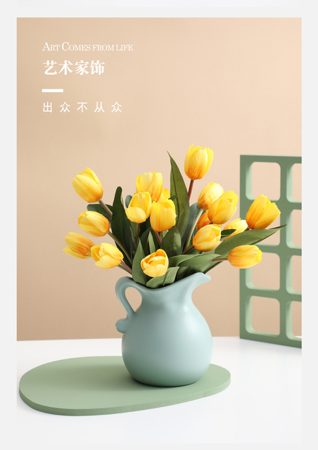 Garnek do mleka ceramiczny z suszonymi kwiatami, prosty wazon, dekoracja wnętrz - Wianko - 3