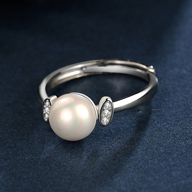 Pierścionek ze srebra próby 925 z perłą i cyrkonem dla kobiet - moda wesele zaręczyny prezent - Wianko - 2