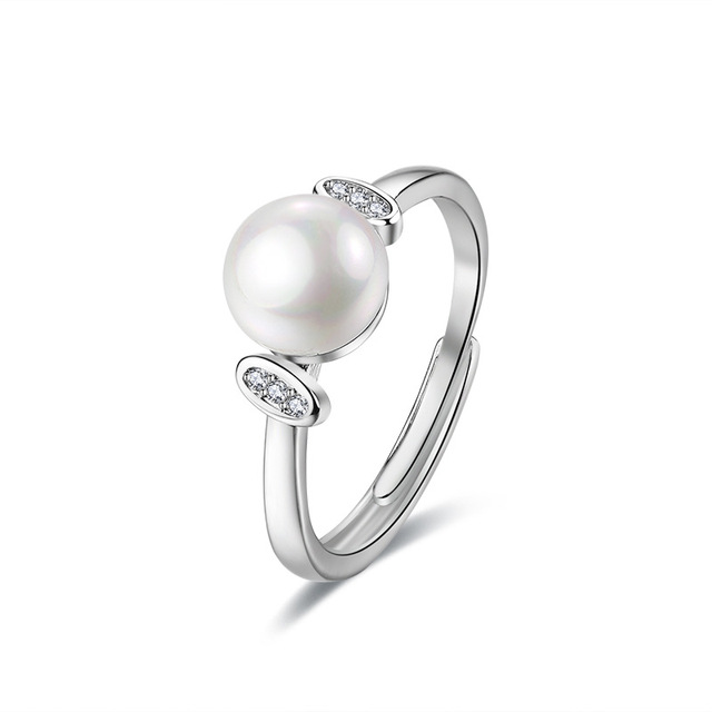 Pierścionek ze srebra próby 925 z perłą i cyrkonem dla kobiet - moda wesele zaręczyny prezent - Wianko - 5