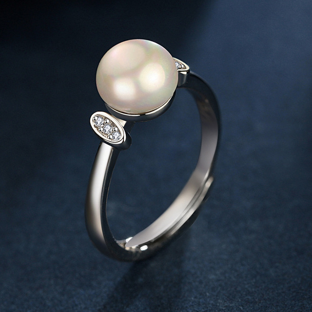 Pierścionek ze srebra próby 925 z perłą i cyrkonem dla kobiet - moda wesele zaręczyny prezent - Wianko - 4