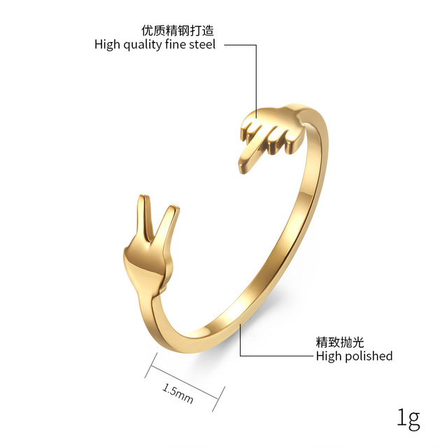 Złote nożyczki w kształcie litery V z pierścieniami środkowymi przeznaczone dla mężczyzn, wykonane ze stopu tytanu - akcesoria z tytanowej stali Hip-hop dla kobiet (nowość) - Wianko - 1
