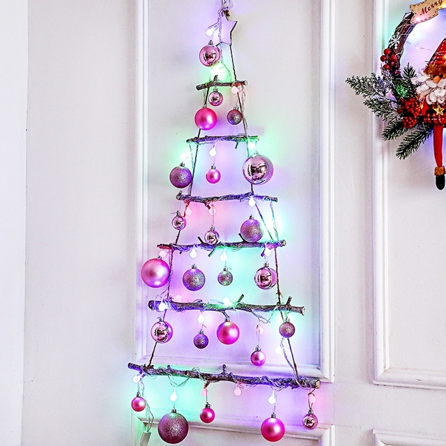 Kreatywne świąteczne drzewo ścienne DIY z naturalnego drewna - wisiorek na ozdoby świąteczne - dekoracje ścienne do domu - Navidad nowy rok 2022 - Wianko - 11