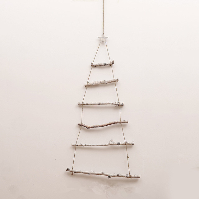 Kreatywne świąteczne drzewo ścienne DIY z naturalnego drewna - wisiorek na ozdoby świąteczne - dekoracje ścienne do domu - Navidad nowy rok 2022 - Wianko - 8