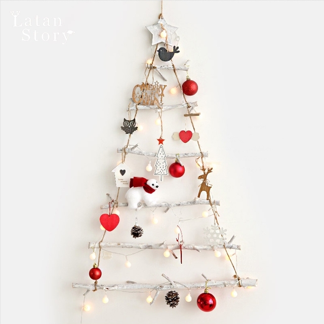 Kreatywne świąteczne drzewo ścienne DIY z naturalnego drewna - wisiorek na ozdoby świąteczne - dekoracje ścienne do domu - Navidad nowy rok 2022 - Wianko - 6