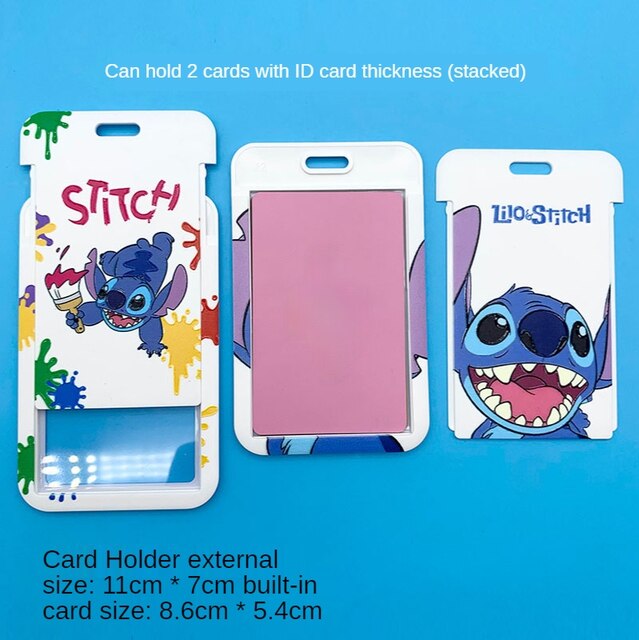 Nowy Disney Stitch etui na karty śliczne wiszące szyi torba smycz etui na dowód Student Campus torba na karty Kawaii karty pokrywa prezenty dla dzieci - Wianko - 2