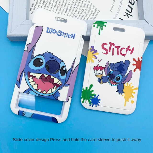 Nowy Disney Stitch etui na karty śliczne wiszące szyi torba smycz etui na dowód Student Campus torba na karty Kawaii karty pokrywa prezenty dla dzieci - Wianko - 3