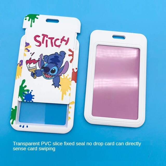 Nowy Disney Stitch etui na karty śliczne wiszące szyi torba smycz etui na dowód Student Campus torba na karty Kawaii karty pokrywa prezenty dla dzieci - Wianko - 4