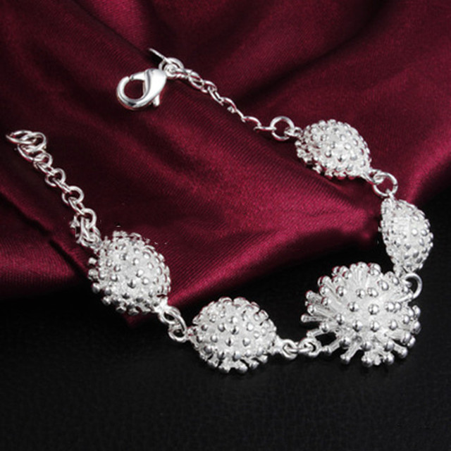 Bransoletka na łańcuszku z charmsami, wykonana z 925 srebra, wzór fajerwerków - prezenty świąteczne dla kobiet - Wianko - 3