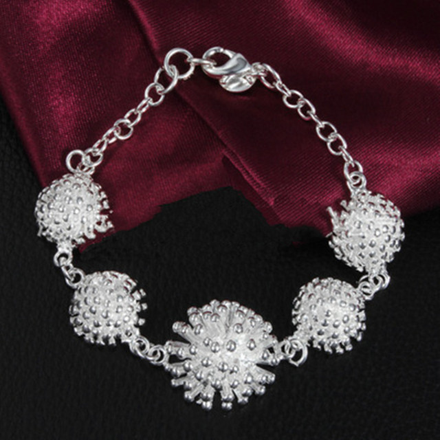 Bransoletka na łańcuszku z charmsami, wykonana z 925 srebra, wzór fajerwerków - prezenty świąteczne dla kobiet - Wianko - 2