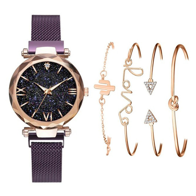 Zestaw 2 kobiecych zegarków i bransoletek dekoracyjnych z kwarcowym mechanizmem - Wianko - 12