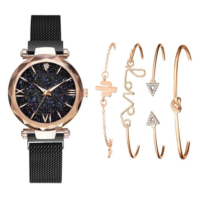 Zestaw 2 kobiecych zegarków i bransoletek dekoracyjnych z kwarcowym mechanizmem - Wianko - 10