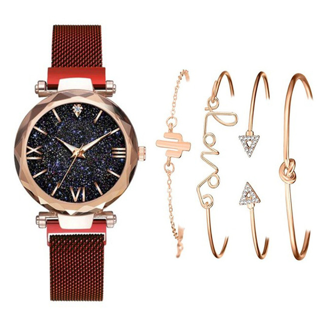 Zestaw 2 kobiecych zegarków i bransoletek dekoracyjnych z kwarcowym mechanizmem - Wianko - 13