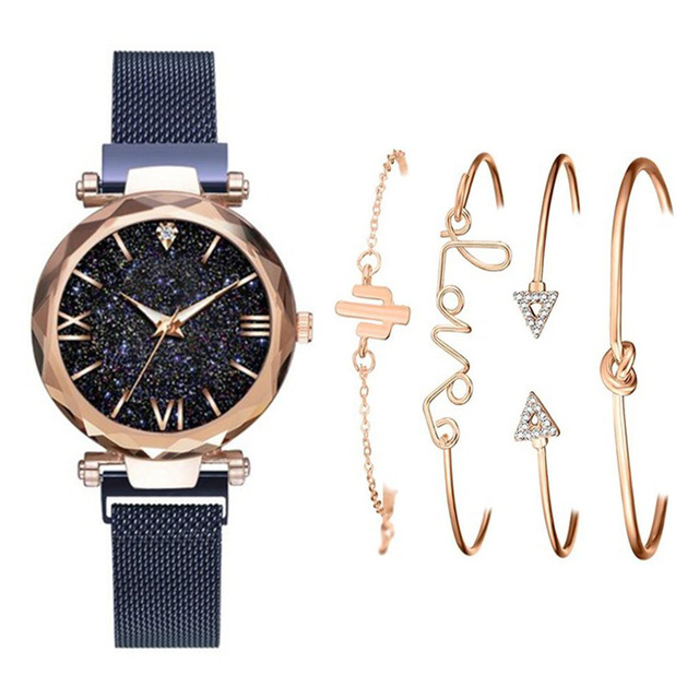 Zestaw 2 kobiecych zegarków i bransoletek dekoracyjnych z kwarcowym mechanizmem - Wianko - 11