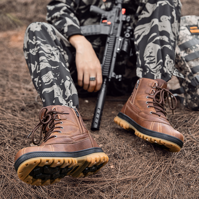 Wodoodporne męskie buty taktyczne specjalne siły wojskowe skórzane buty wysokiej jakości na pustynię Outdoor Men buty trekingowe - Wianko - 18