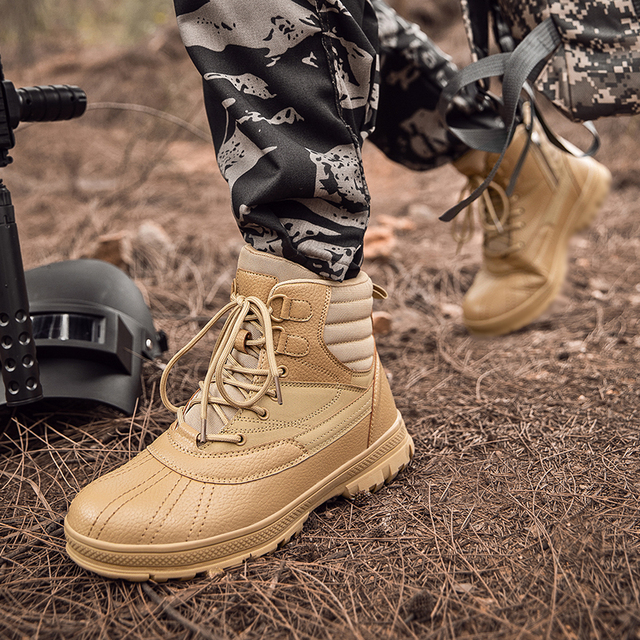 Wodoodporne męskie buty taktyczne specjalne siły wojskowe skórzane buty wysokiej jakości na pustynię Outdoor Men buty trekingowe - Wianko - 20