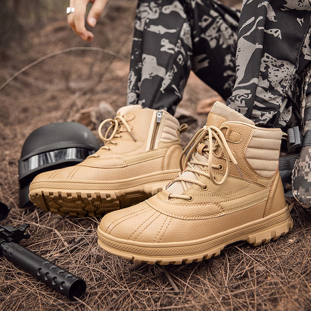 Wodoodporne męskie buty taktyczne specjalne siły wojskowe skórzane buty wysokiej jakości na pustynię Outdoor Men buty trekingowe - Wianko - 19