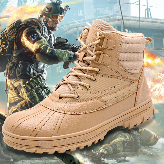 Wodoodporne męskie buty taktyczne specjalne siły wojskowe skórzane buty wysokiej jakości na pustynię Outdoor Men buty trekingowe - Wianko - 6