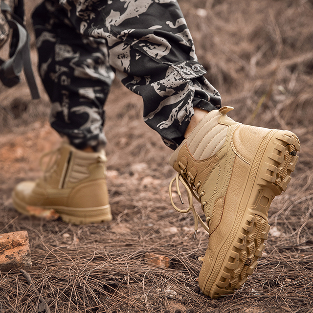 Wodoodporne męskie buty taktyczne specjalne siły wojskowe skórzane buty wysokiej jakości na pustynię Outdoor Men buty trekingowe - Wianko - 21