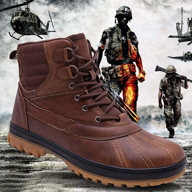 Wodoodporne męskie buty taktyczne specjalne siły wojskowe skórzane buty wysokiej jakości na pustynię Outdoor Men buty trekingowe - Wianko - 7