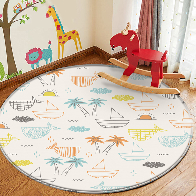 Tapis Salon dla dziecka - nowy wzór zwierzęcy, okrągły dywan pokojowy antypoślizgowy flanelowy dla dzieci - Wianko - 17