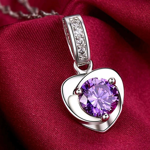 Naszyjnik dla kobiet CAOSHI Fashion Style z fioletową sześcienną cyrkonią - biżuteria ślubna rocznicowa - Wianko - 2