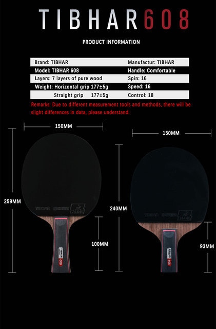 Profesjonalna rakietka do tenisa stołowego TIBHAR 806/608 FL z pryszcze w gumy i prezentem - Wianko - 10