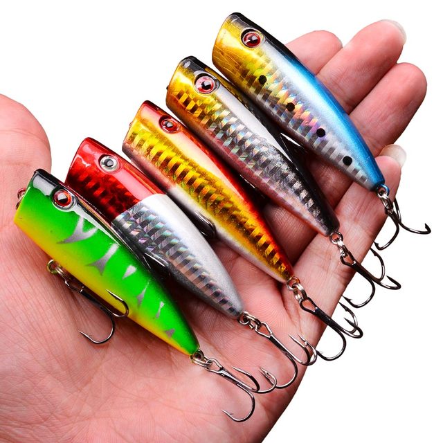 Przynęta Popper 5 sztuk 6.5cm 8g Topwater Wobbler dla szczupaka z 3D oczami i japonią wykonana ze sztucznej przynęty Crankbaits Fishing Lure - Wianko - 3