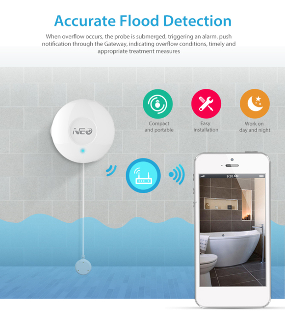 Zdalny Alarm Smart wody w systemie Z-wave informujący o przecieku i przekroczeniach poziomu, z sondą IP66 odporną na działanie wody - inteligentny czujnik powodzi - Wianko - 7