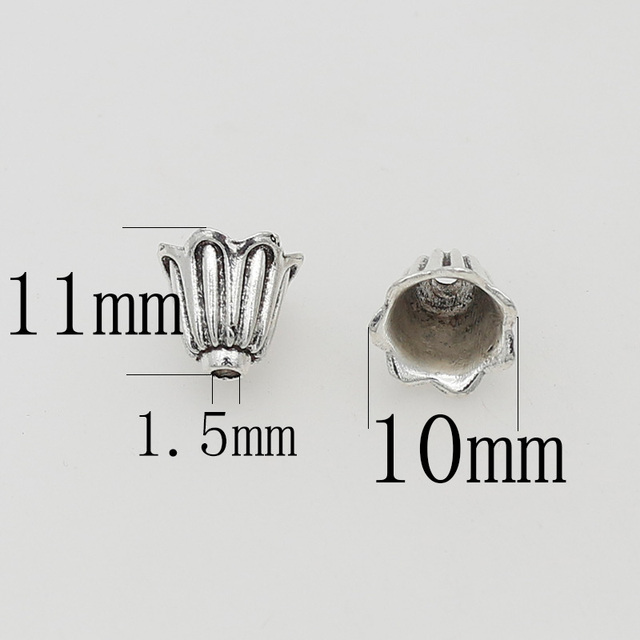 50 sztuk/partia antyczne srebro kwiat Tassel czapki ręcznie DIY biżuteria akcesoria z mosiądzu - Wianko - 2