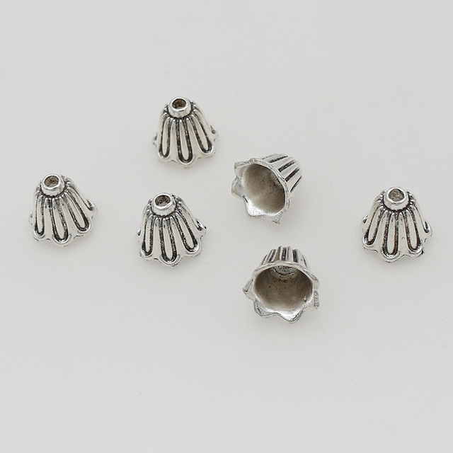 50 sztuk/partia antyczne srebro kwiat Tassel czapki ręcznie DIY biżuteria akcesoria z mosiądzu - Wianko - 3