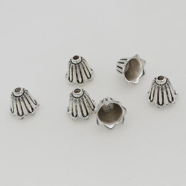 50 sztuk/partia antyczne srebro kwiat Tassel czapki ręcznie DIY biżuteria akcesoria z mosiądzu - Wianko - 5