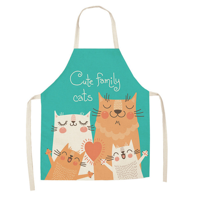 Fartuch kuchenny Cute Cartoon Cat, bawełniany, bez rękawów, narzędzie do czyszczenia domu - Wianko - 4