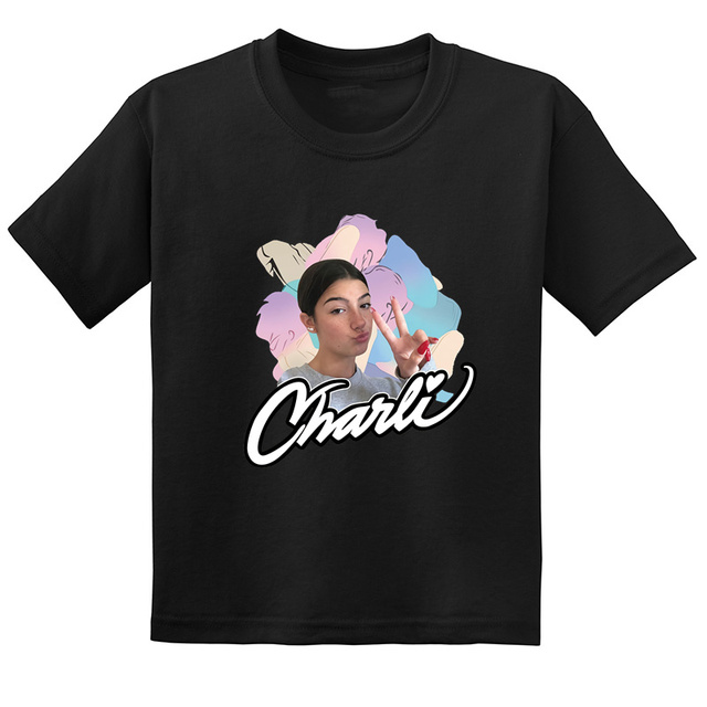 T-shirt dziecięcy moda Harajuku Charli D'Amelio 2021, dziewczynki, casual, bawełna - Wianko - 4