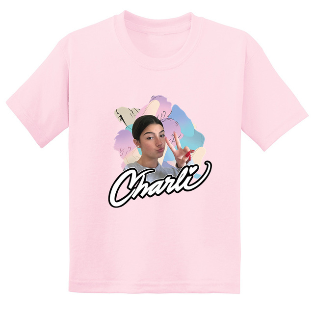 T-shirt dziecięcy moda Harajuku Charli D'Amelio 2021, dziewczynki, casual, bawełna - Wianko - 10