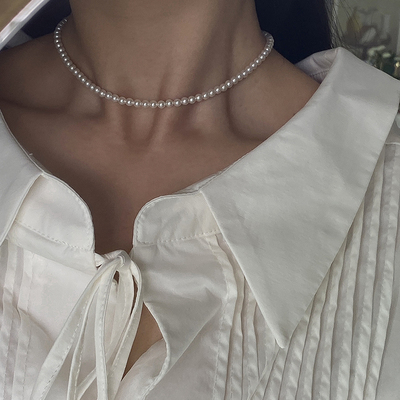 Elegancki biały Choker z perłą dla kobiet - Trendy naszyjnik 2021 - Wianko - 4