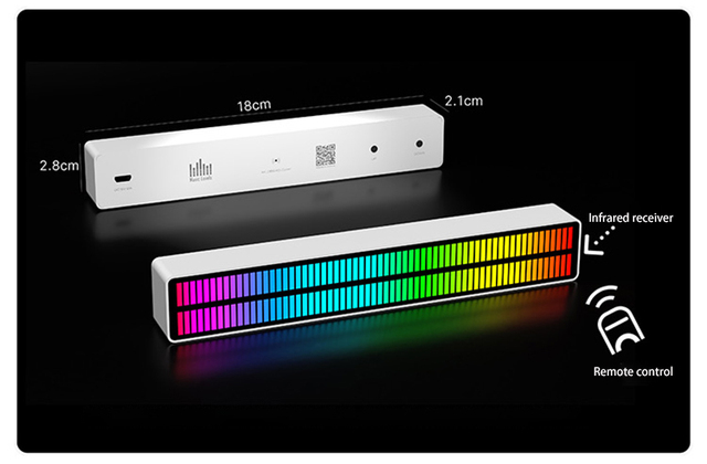Lampa biurkowa LED RGB ze stopu aluminium sterowana głosem z odbiorem rytmu światła, wskaźnikiem poziomu Audio i miernikiem VU - Wianko - 13